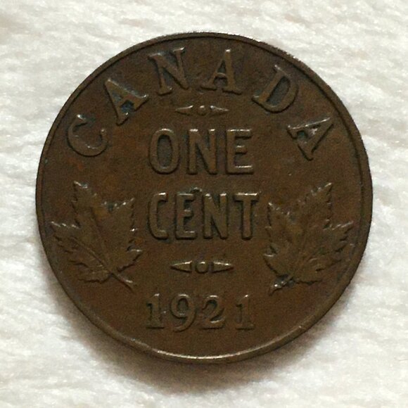 1921 RCM George V One Cent Bronze Coin - Picture 4 of 6